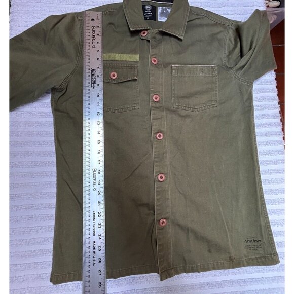 Analog Design Unlikely Futures Mens Medium Button Front Shirt Long Sleeve Green - Picture 6 of 8